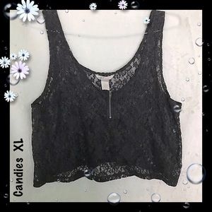 Candies Britney Spears Black Lace Crop Top Size XL